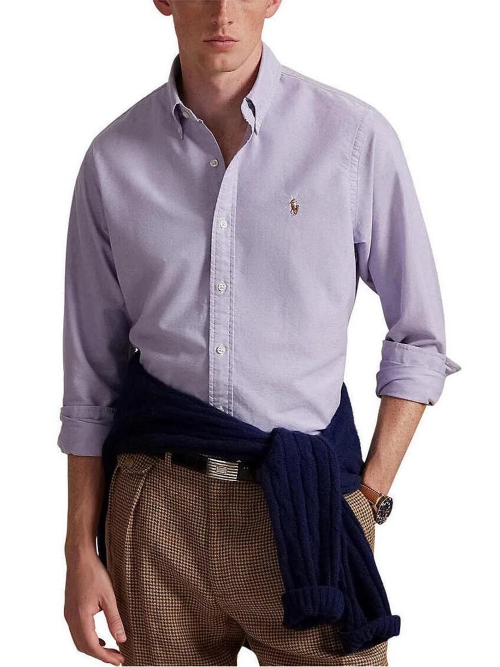 Ralph Lauren lavender classic fit button down shirt Size 16 34/35 100% cotton